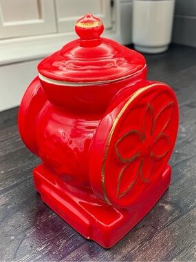 Vintage House of Webster Ceramic Coffee Grinder Cookie Jar & Lid Canister, Rare!